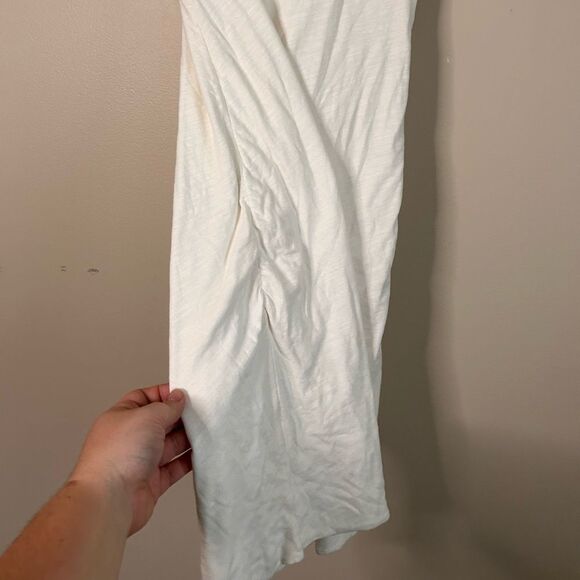 Anthropologie Sundry White Boat Neck Ruched Shirt Dress Size Medium - Picture 5 of 8